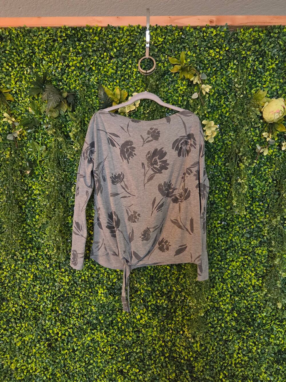 Gray Maurices 24/7 Floral Side Tie Tee